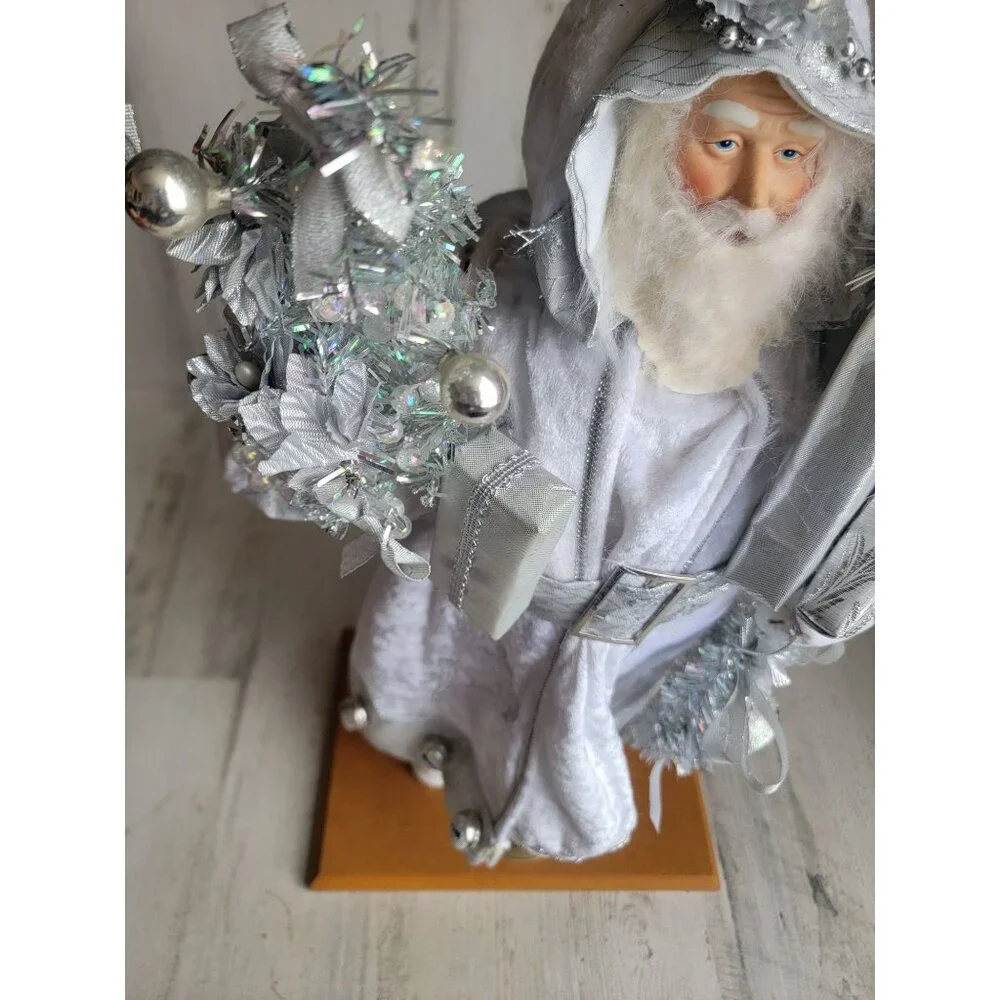 Marshall Fields vintage Santa father xmas silver Xmas Claus figure present tinse